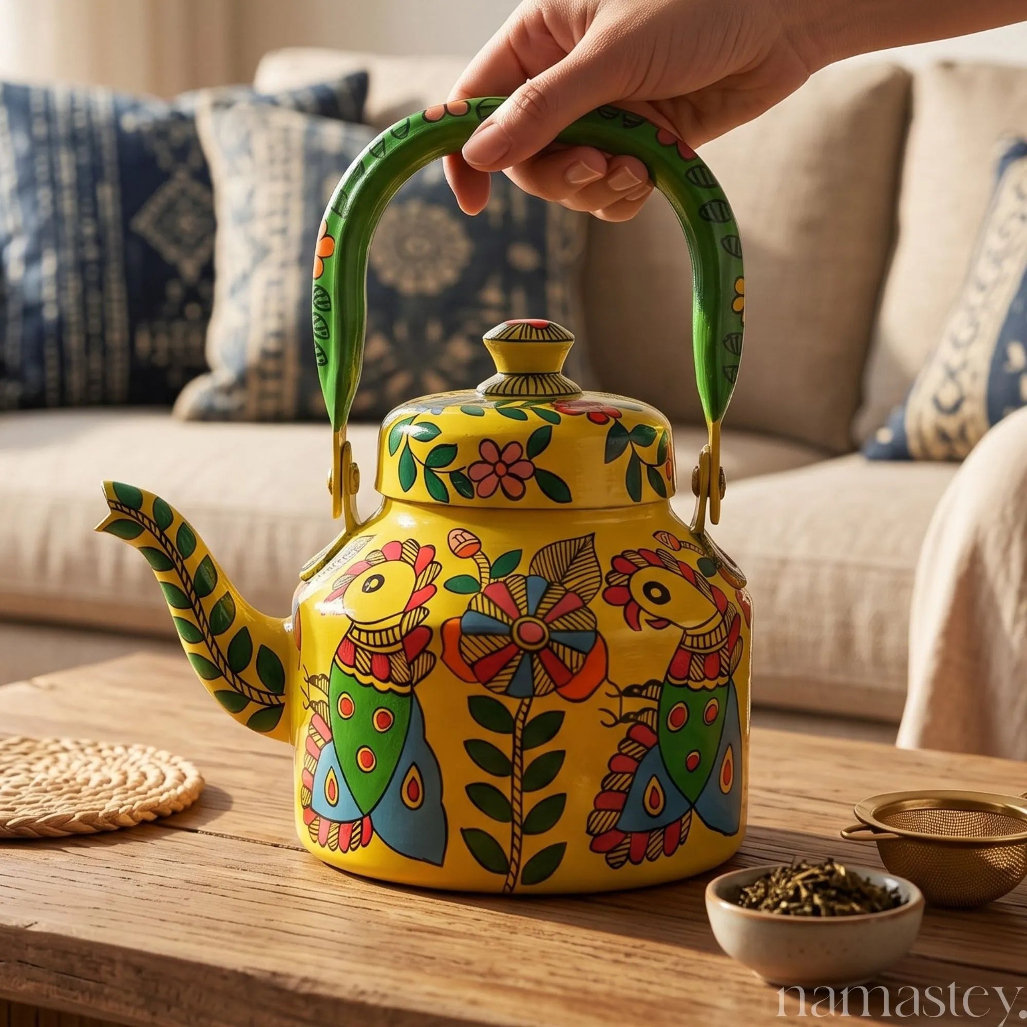 Mango Tango – Handpainted Stainless Steel Tea Kettle (1L)