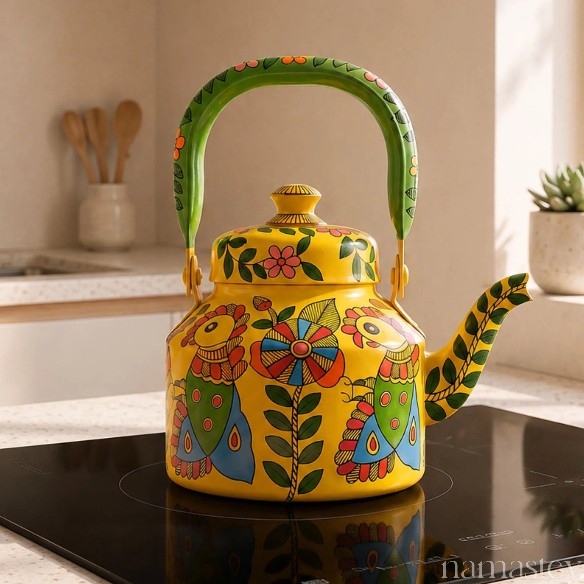 Mango Tango – Handpainted Stainless Steel Tea Kettle (1L)