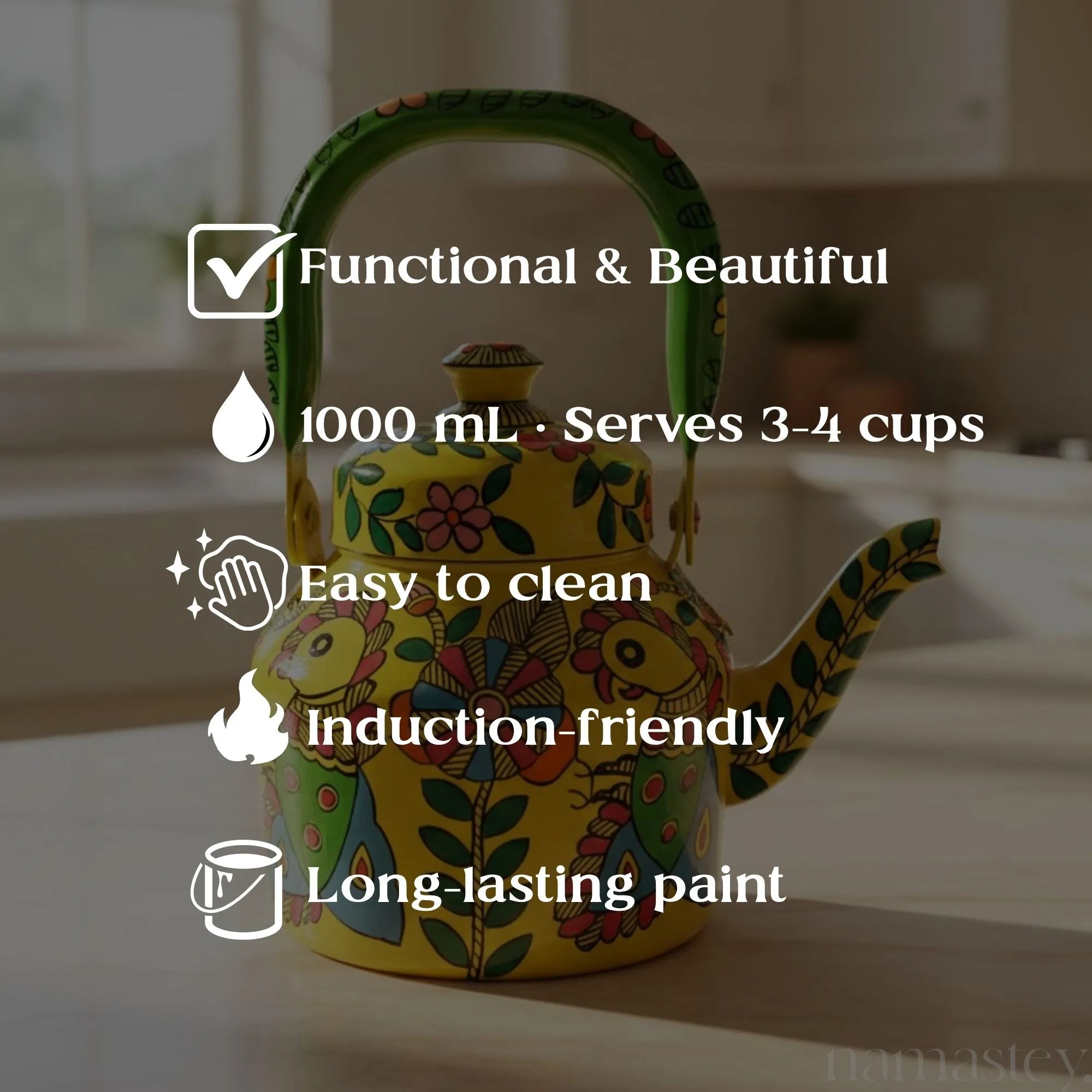Mango Tango – Handpainted Stainless Steel Tea Kettle (1L)