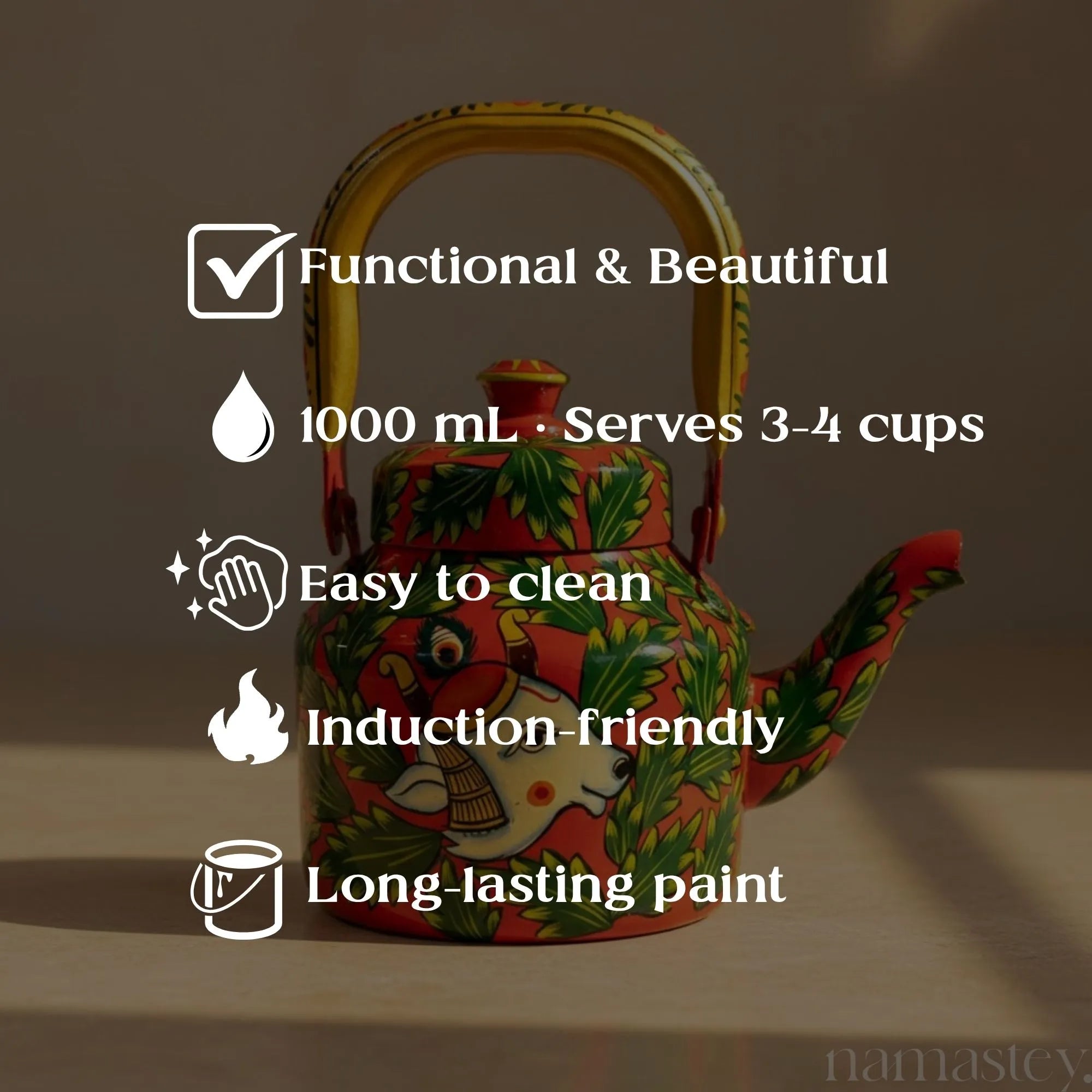 Holy Cow – Handpainted Stainless Steel Tea Kettle (1L)