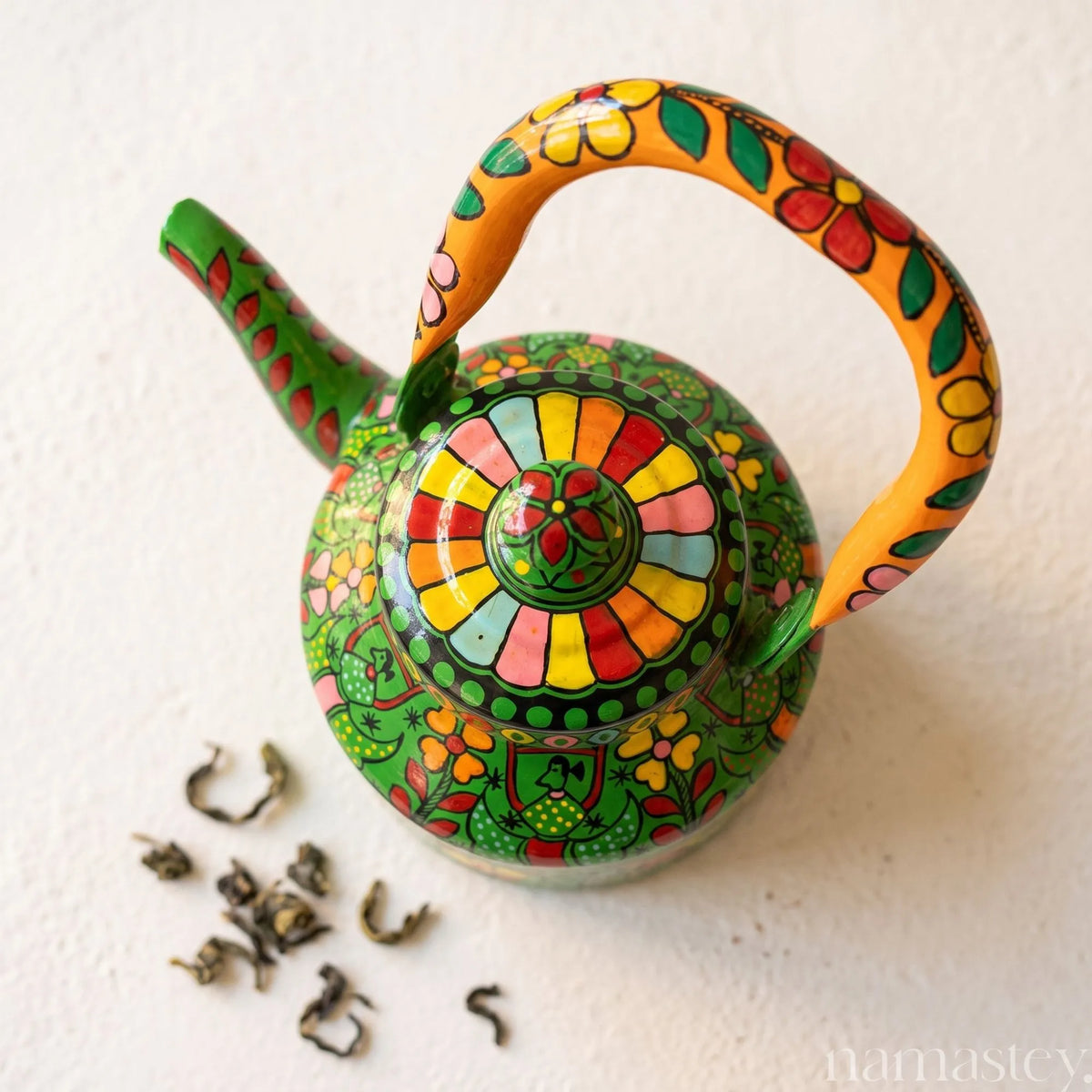 The Emerald Safari – Handpainted Stainless Steel Tea Kettle (1L)