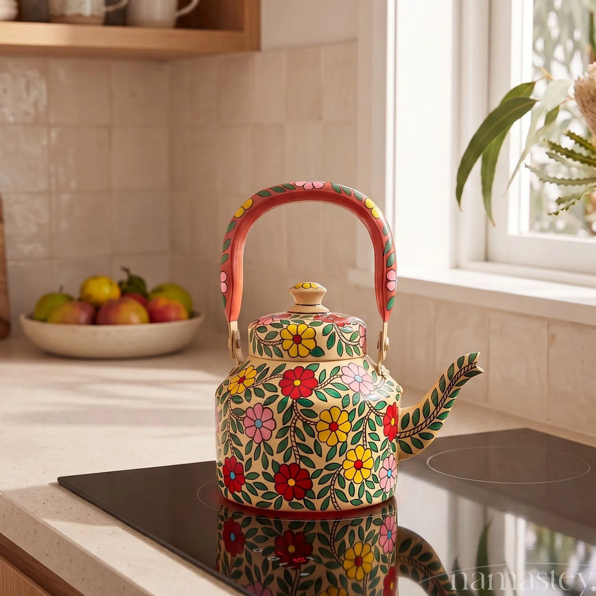 Devonshire Tea – Handpainted Stainless Steel Tea Kettle (1L)