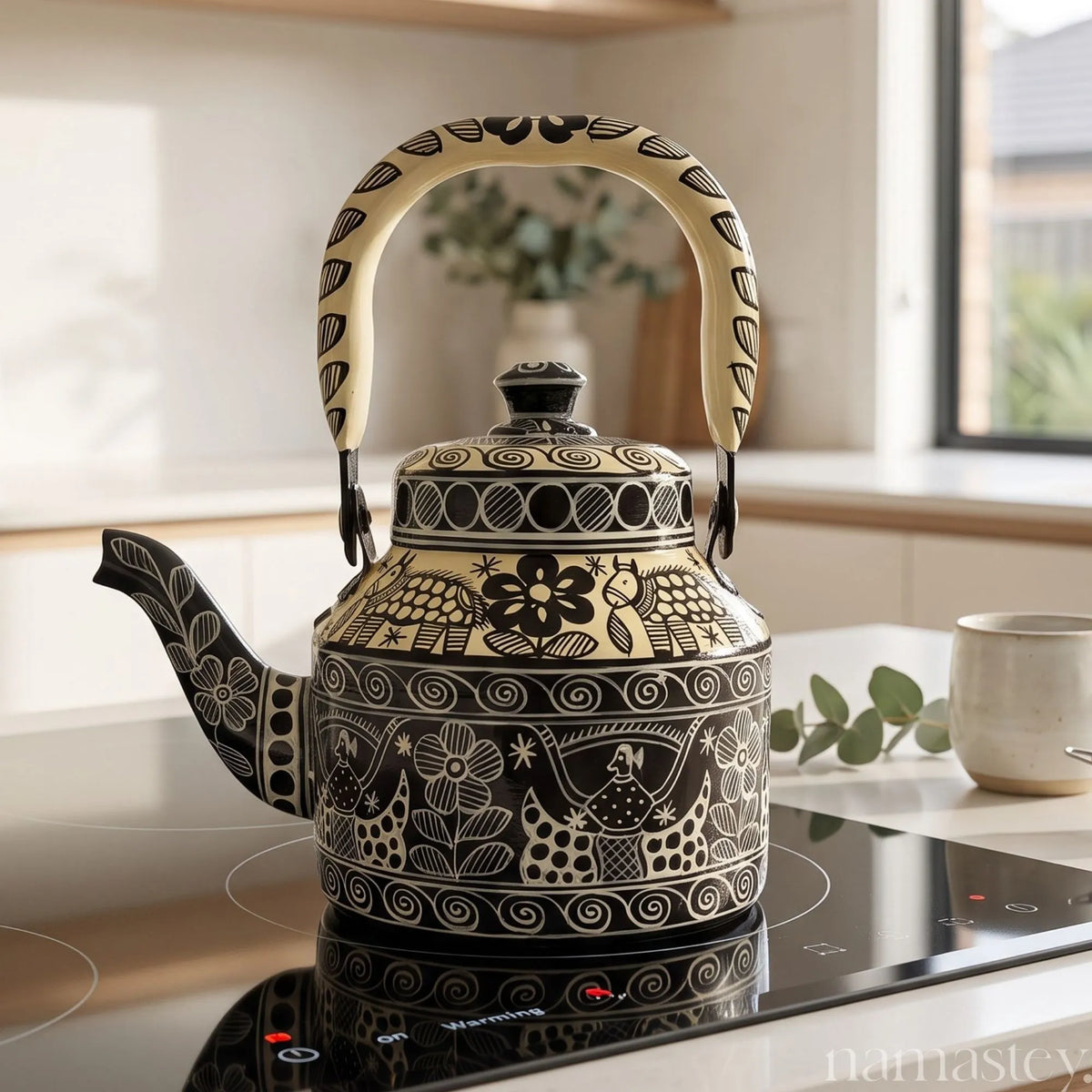 The Monochrome Folk – Handpainted Stainless Steel Tea Kettle (1L)
