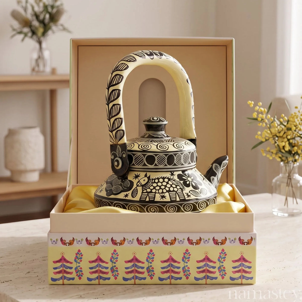 The Monochrome Folk – Handpainted Stainless Steel Tea Kettle (1L)