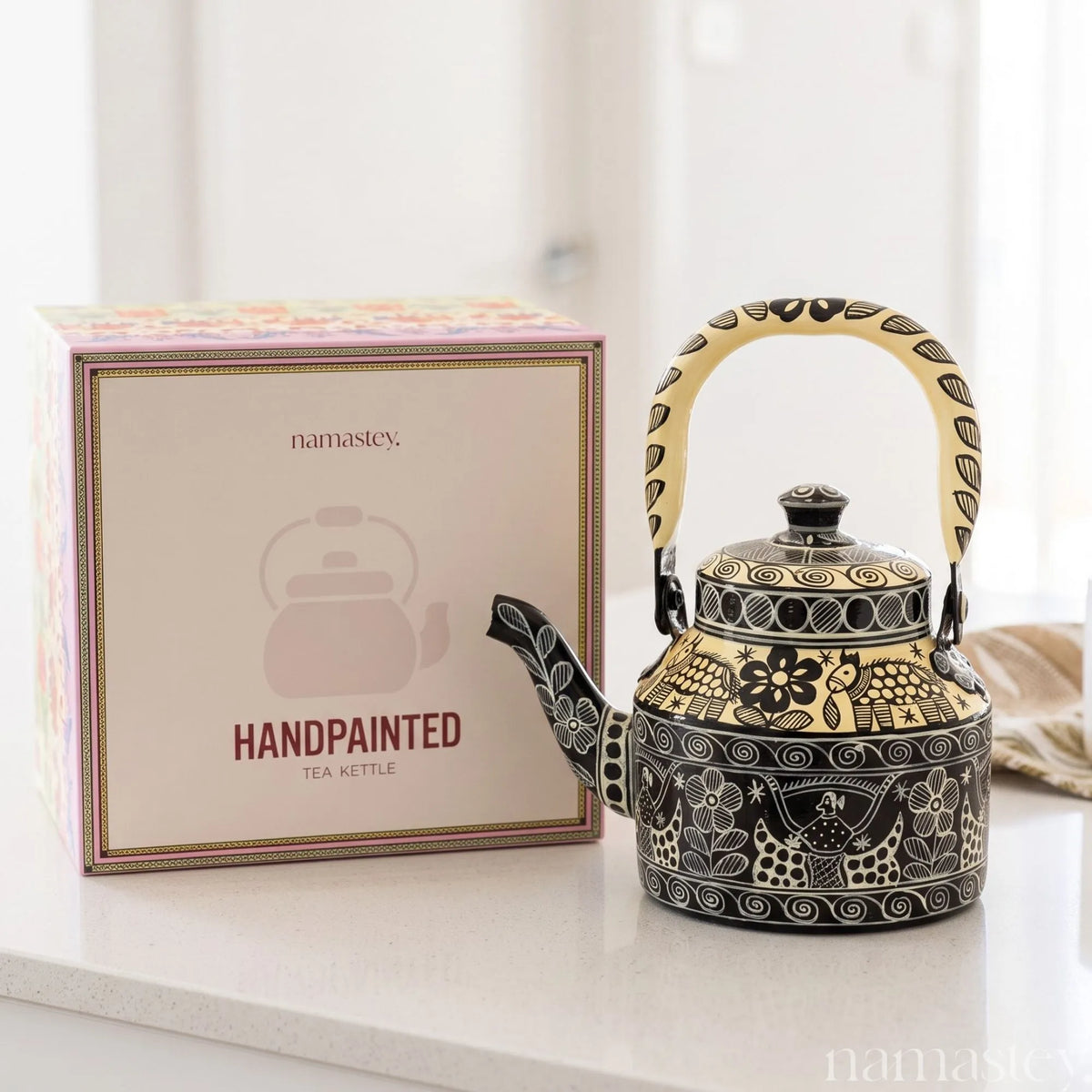 The Monochrome Folk – Handpainted Stainless Steel Tea Kettle (1L)