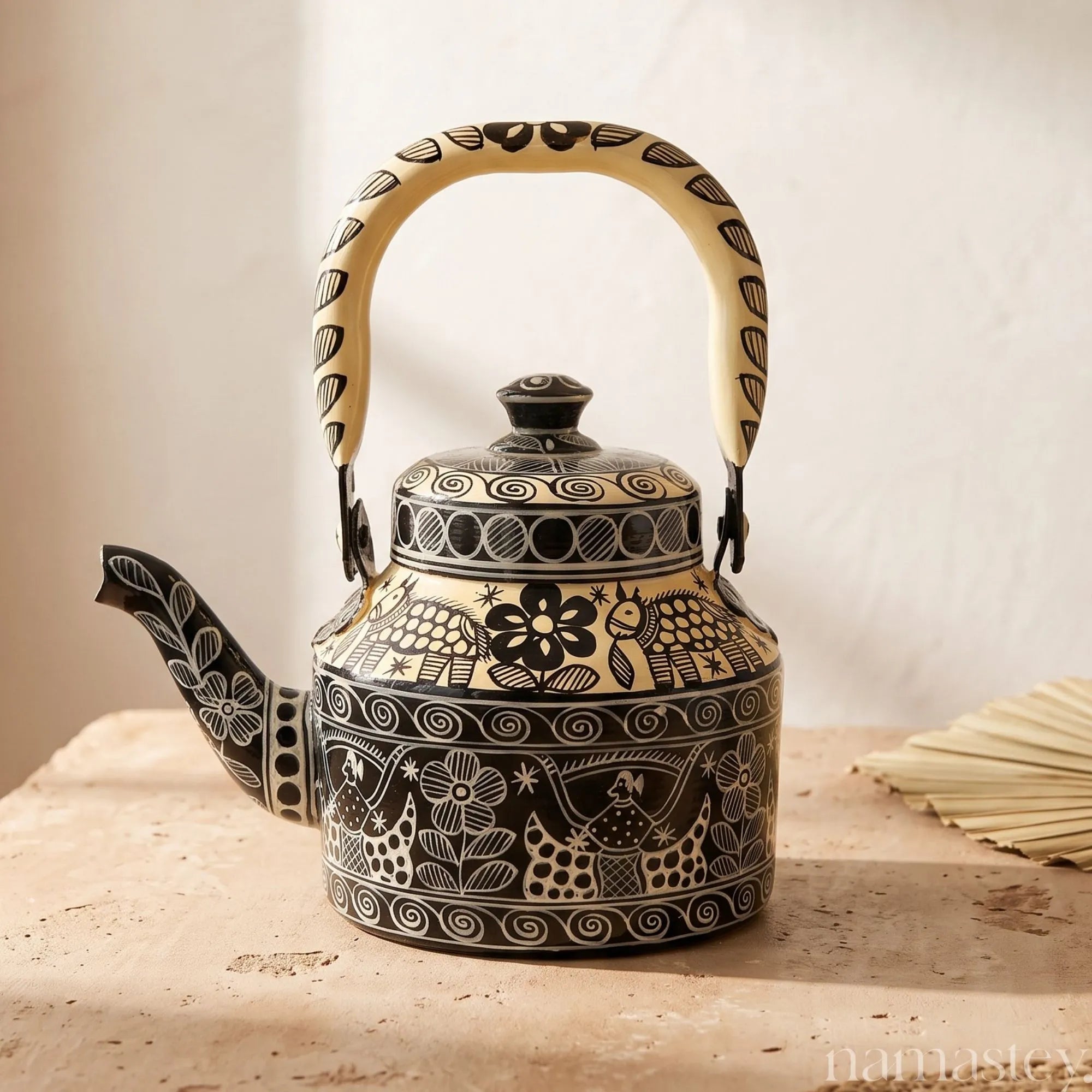 The Monochrome Folk – Handpainted Stainless Steel Tea Kettle (1L)