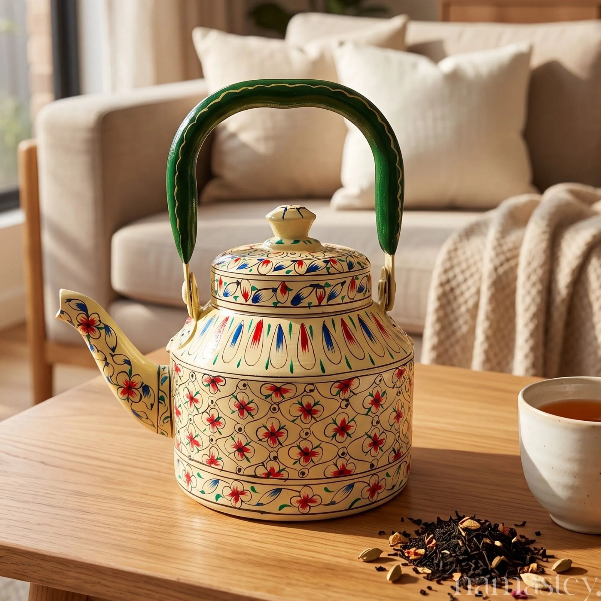 Blush Meadow – Handpainted Stainless Steel Tea Kettle (1L)