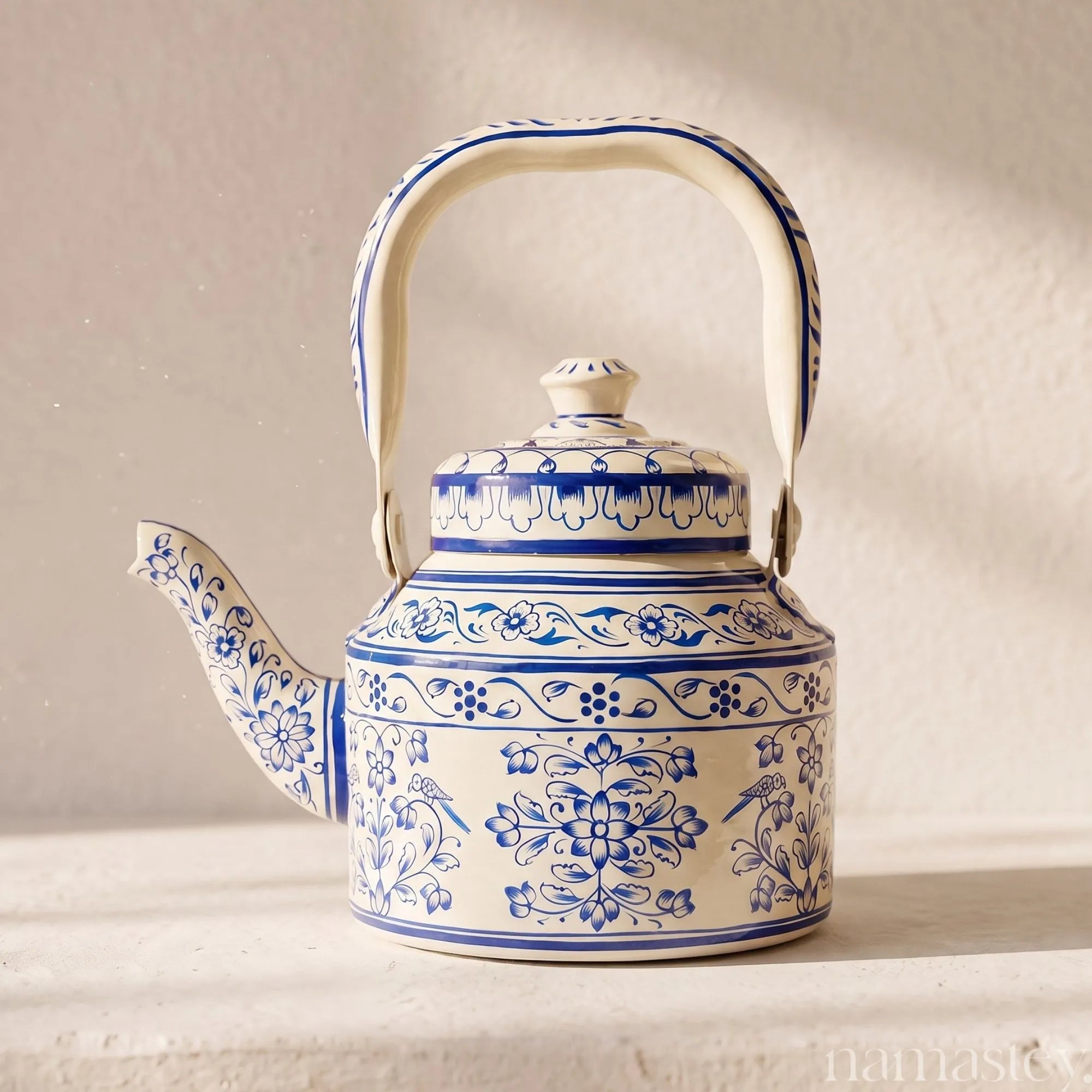 Midnight Indigo – Handpainted Stainless Steel Tea Kettle (1L)