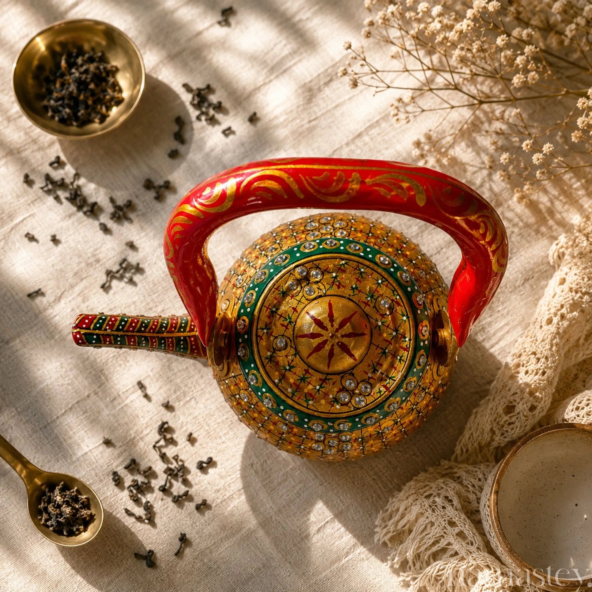 The Rang Mahal – Handpainted Stainless Steel Tea Kettle (1L)