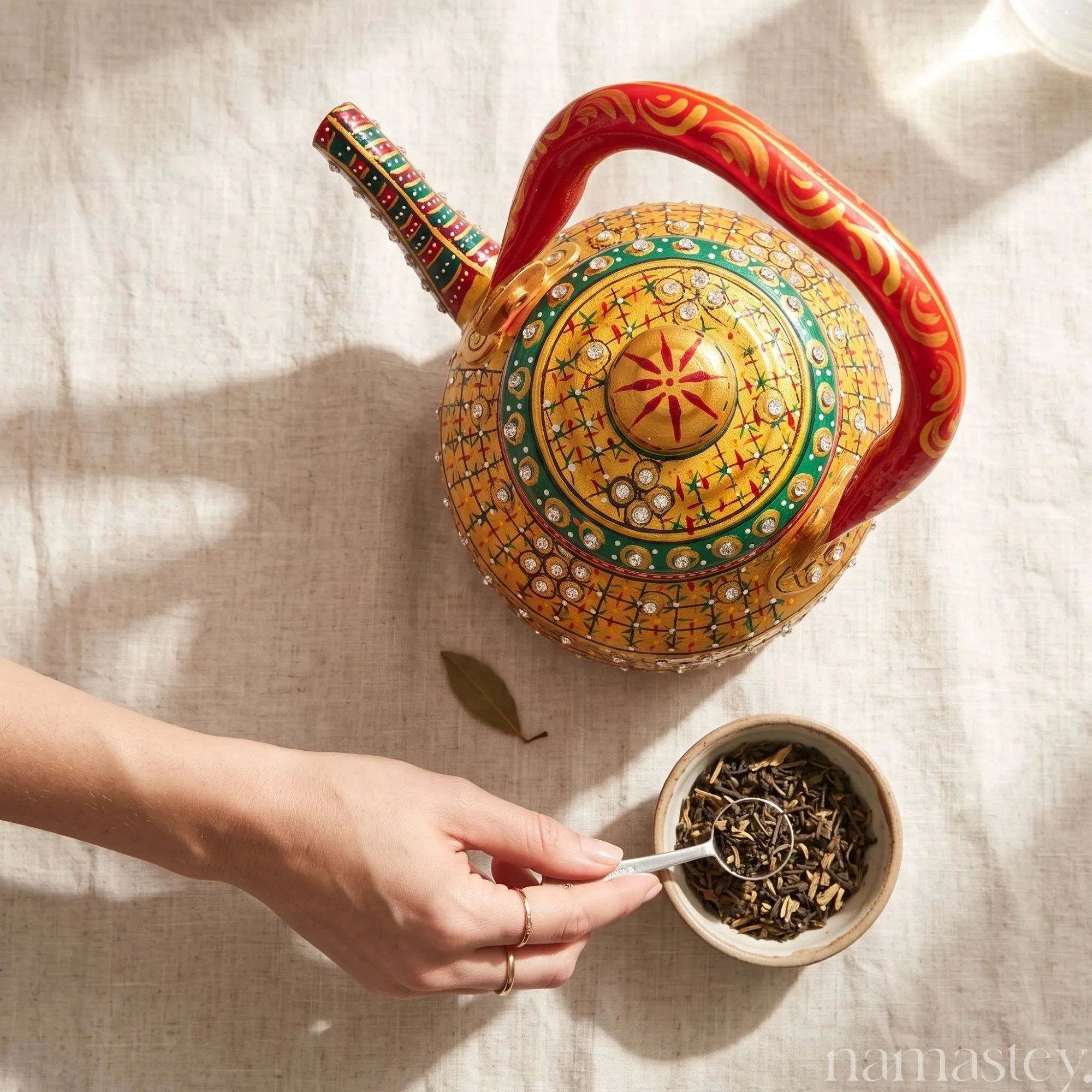 The Rang Mahal – Handpainted Stainless Steel Tea Kettle (1L)