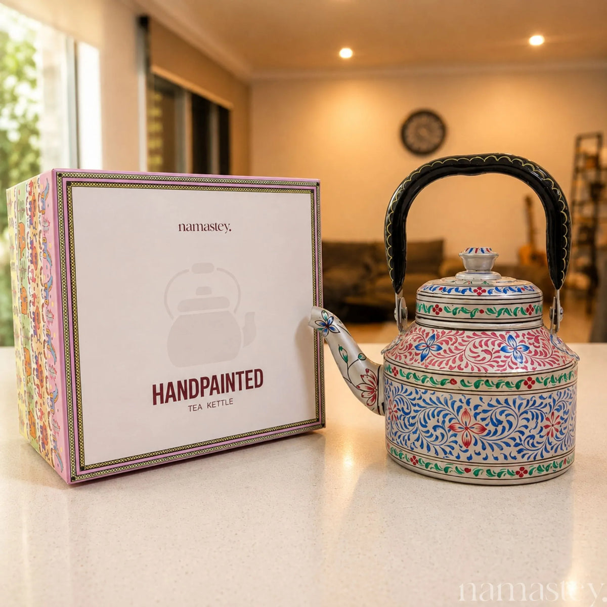 Twilight Fern – Handpainted Stainless Steel Tea Kettle (1L)