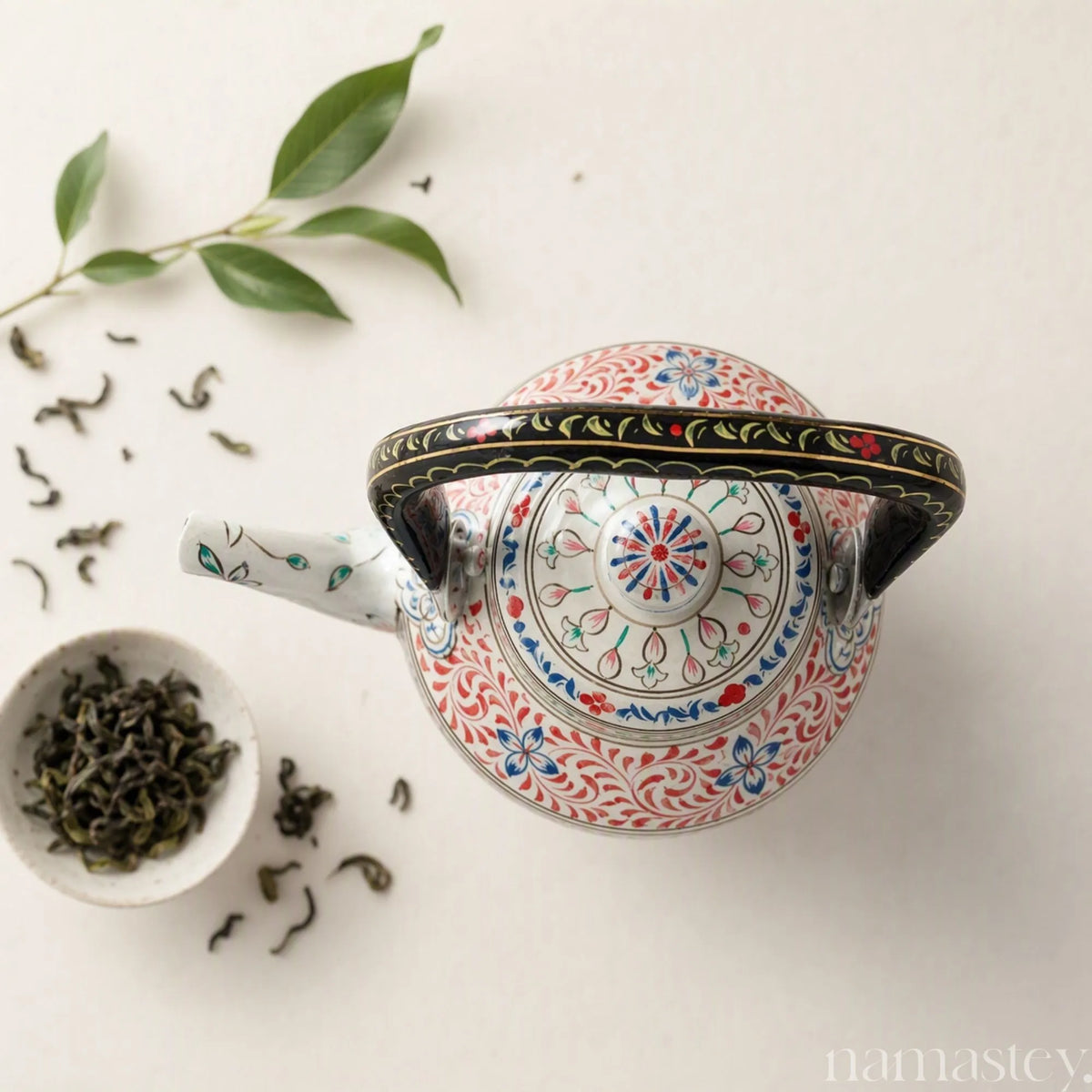 Twilight Fern – Handpainted Stainless Steel Tea Kettle (1L)