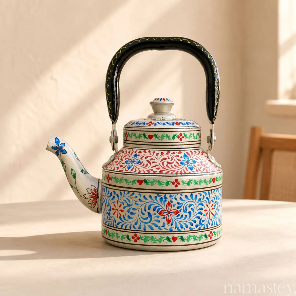 Twilight Fern – Handpainted Stainless Steel Tea Kettle (1L)