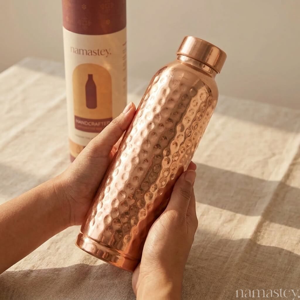 The Morning Ritual Set — Copper Bottles + Copper Glasses (2)