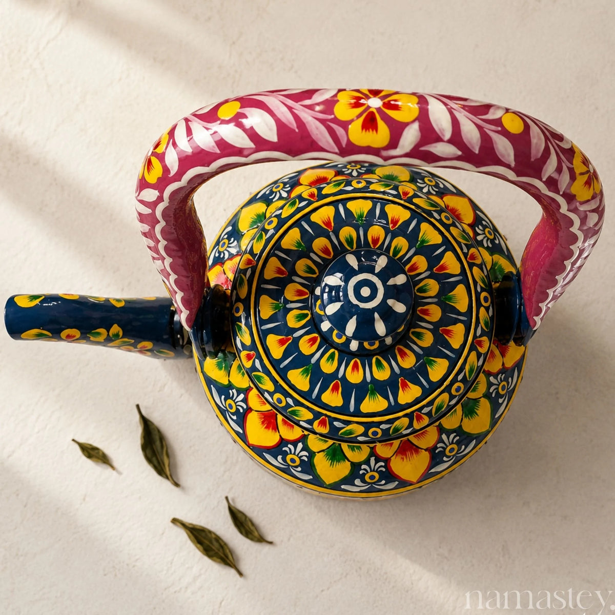 The Royal Bloom – Handpainted Stainless Steel Tea Kettle (1L)