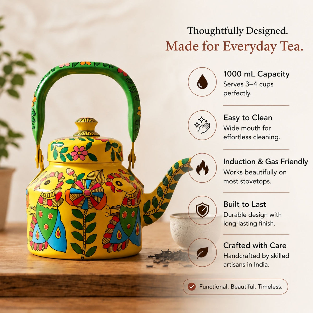 Mango Tango – Handpainted Stainless Steel Tea Kettle (1L)