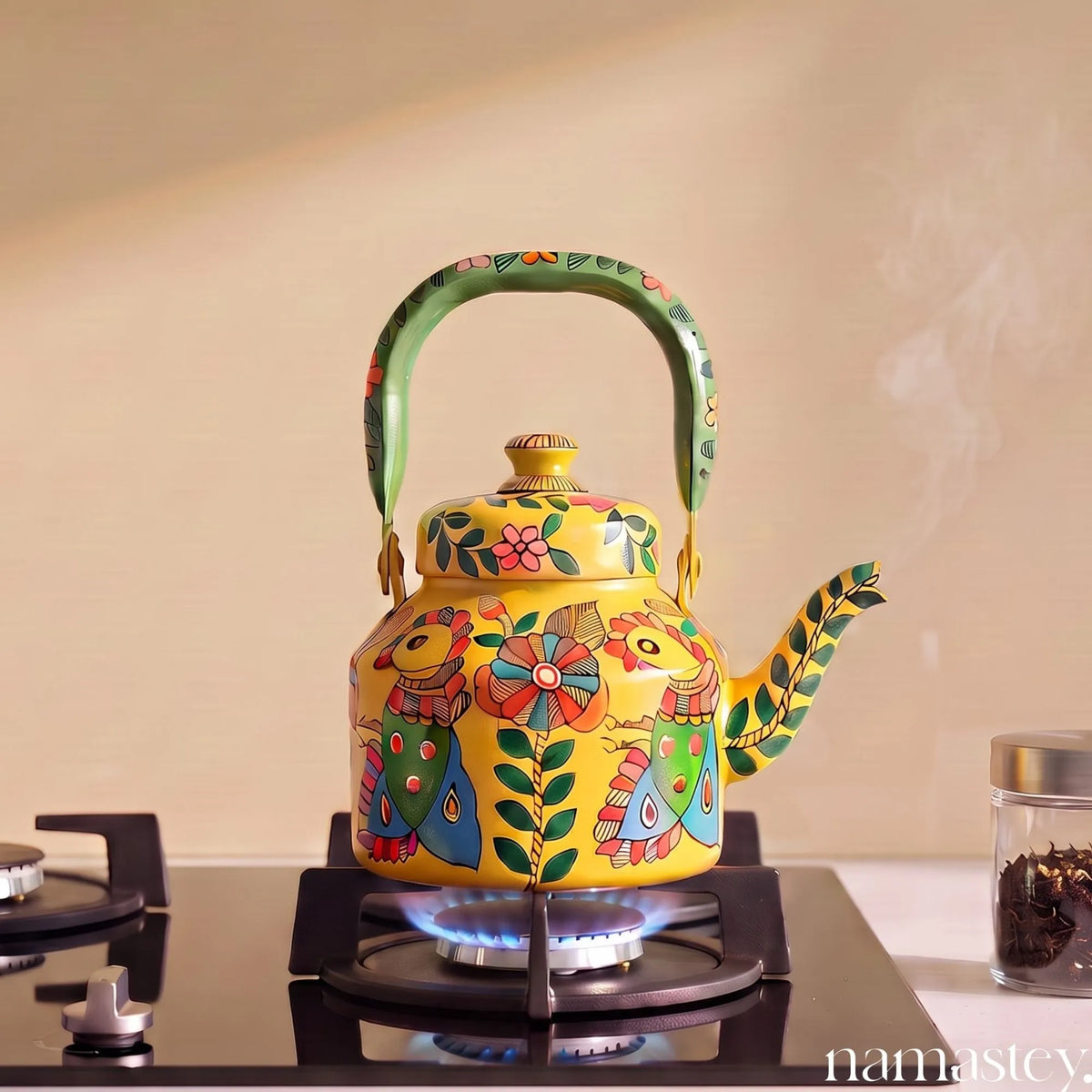 Mango Tango – Handpainted Stainless Steel Tea Kettle (1L)
