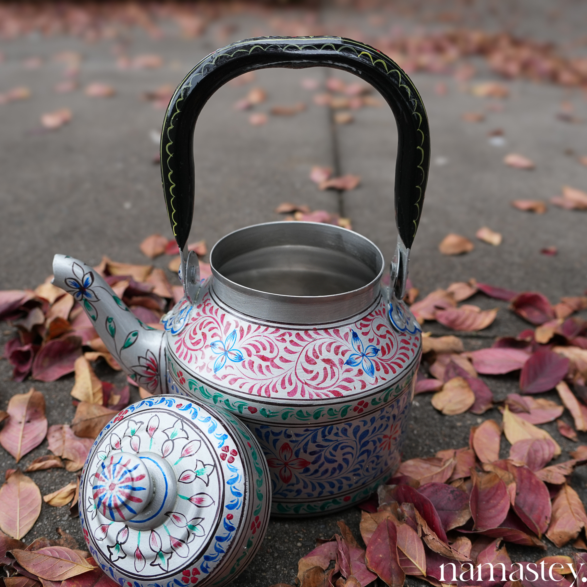Twilight Fern – Handpainted Stainless Steel Tea Kettle (1L)