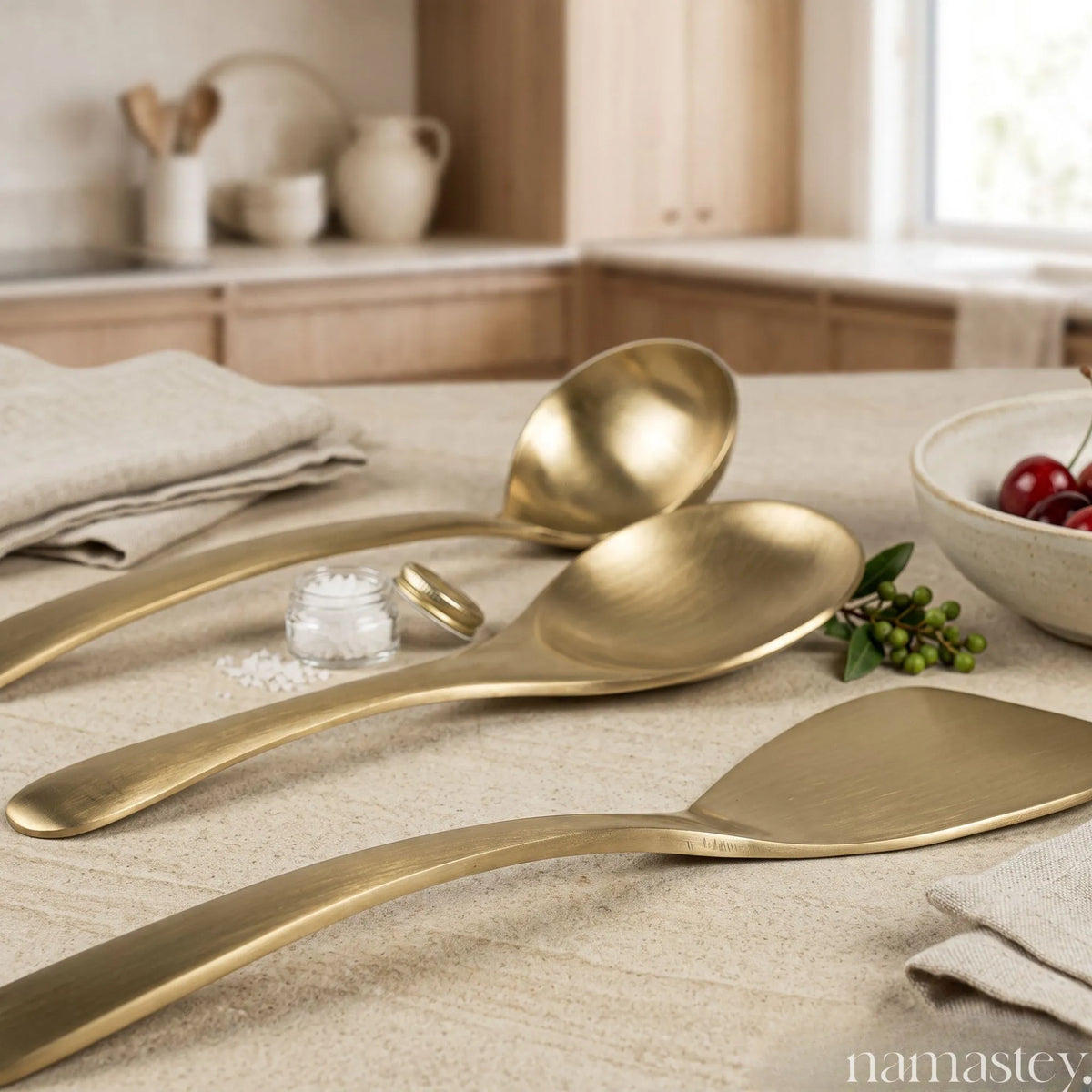 Kansa Classic Serving Set | Bronze Set With 3 Serving Spoons
