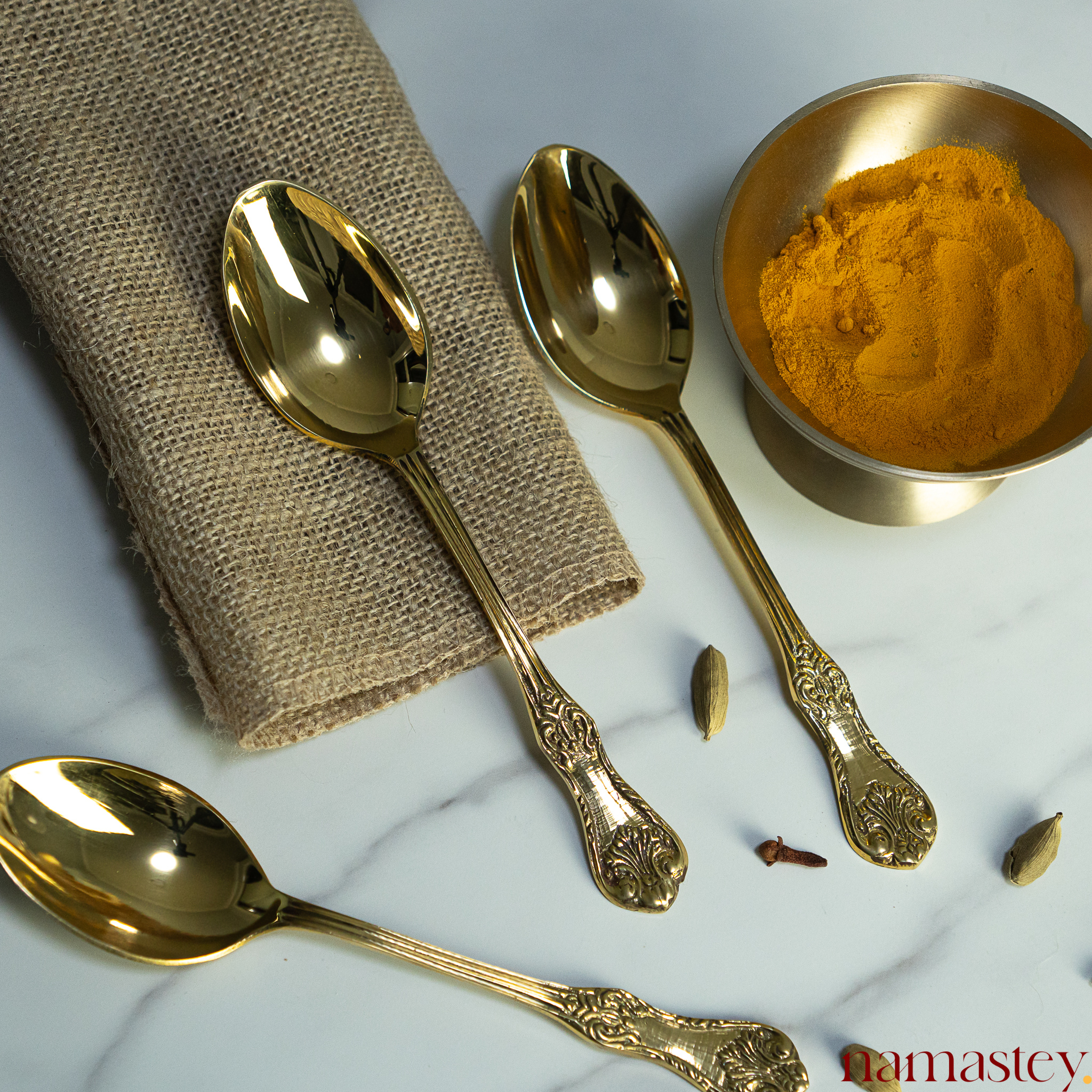 Carved Brass Spoons | Spoon Cutlery