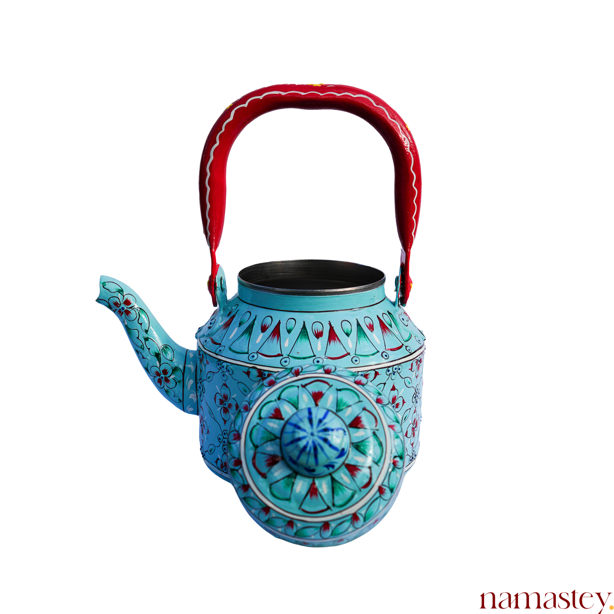 Blue Peony – Handpainted Stainless Steel Tea Kettle (1L)