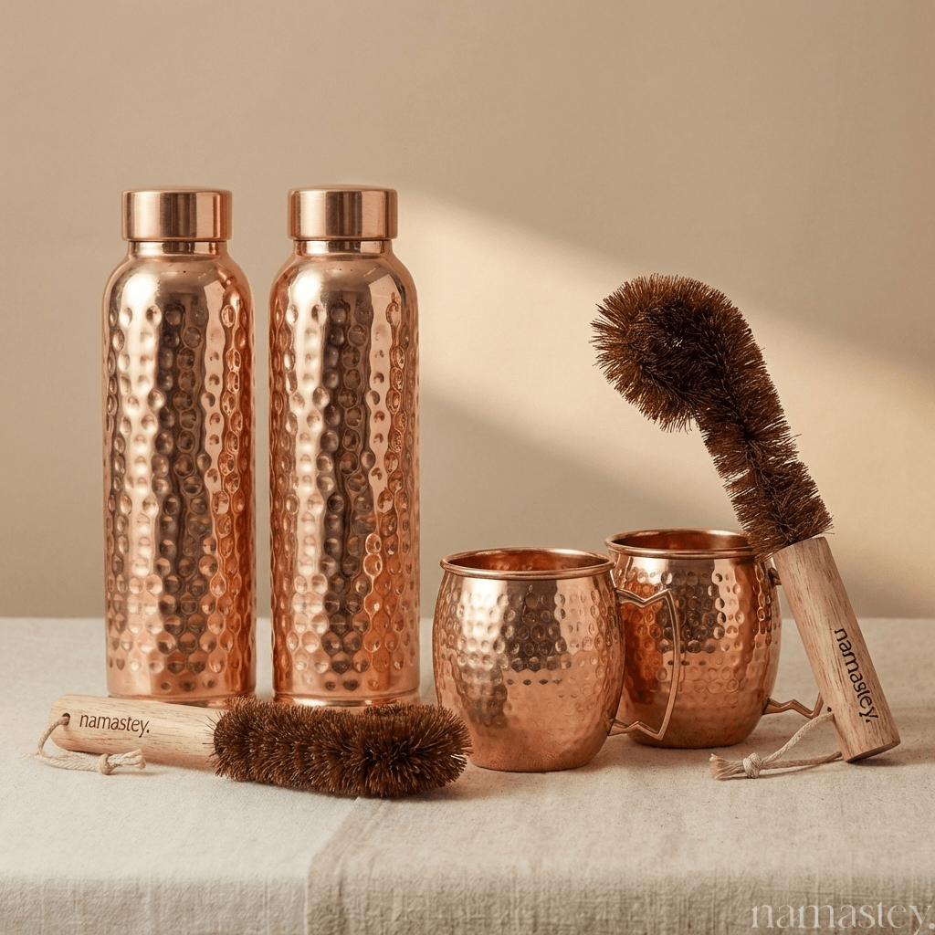 The Daily Ritual Set — Copper Bottles + Mule Mugs Bundle