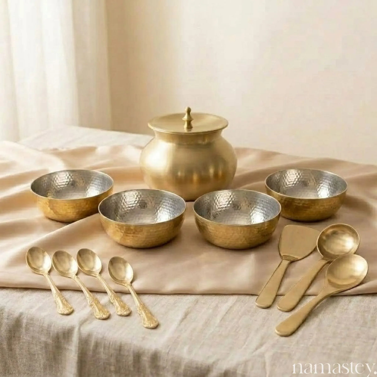 The Dawat Set | Diwali Gift Set – Brass & Bronze Serving Set with Ghee Kalash