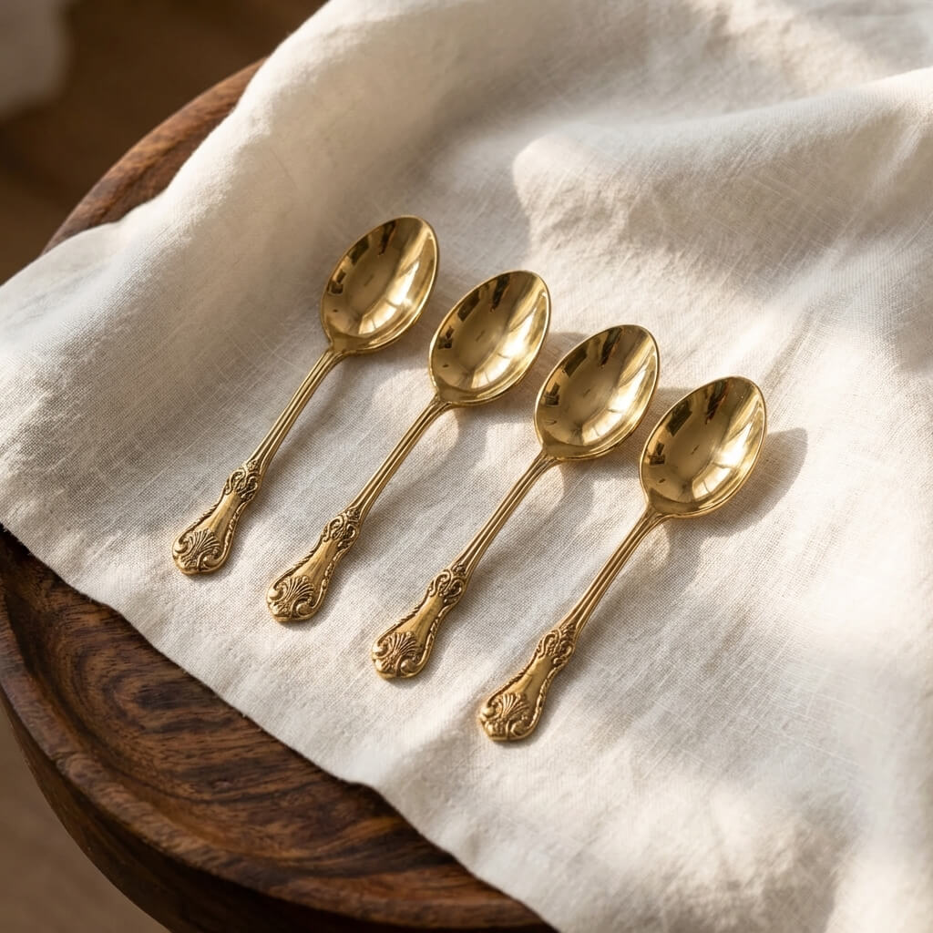 The Artisan Table — Brass Bowls & Spoons Set