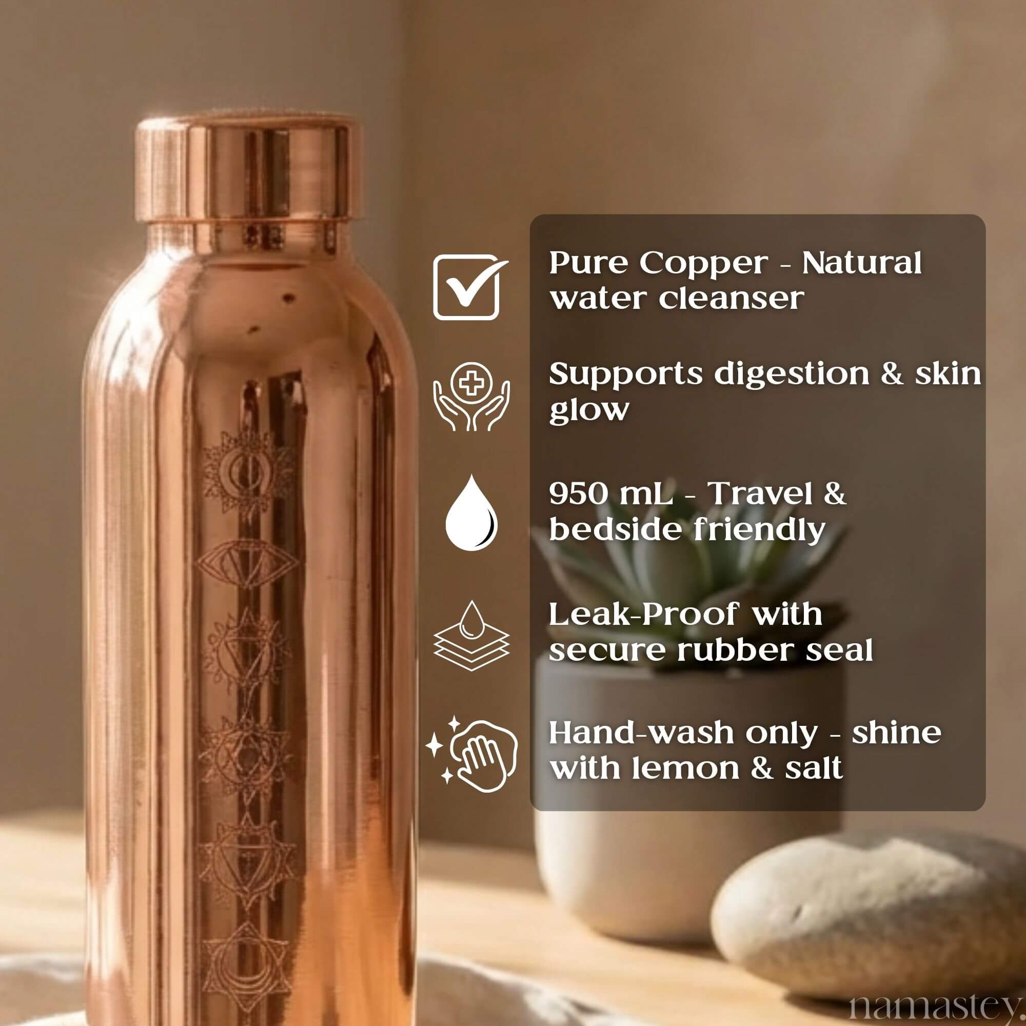 The Chakhra Copper Water Bottle (950ml)