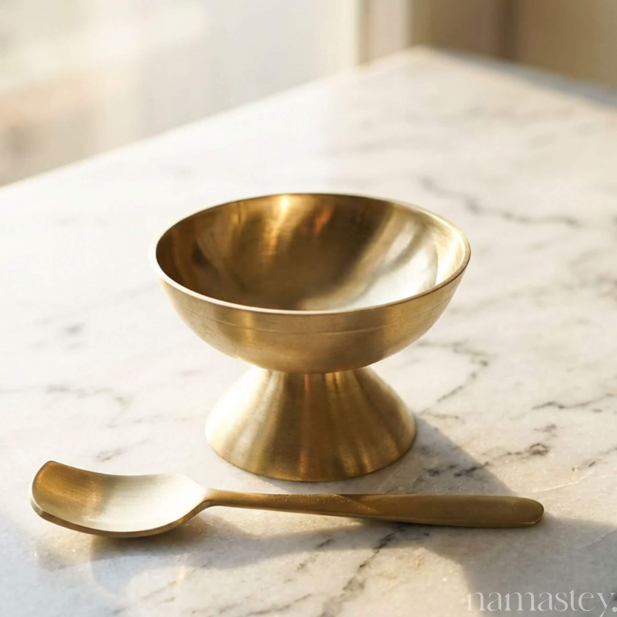 Kansa Bronze Dessert Bowl Set - 2 Bowls + 2 Spoons