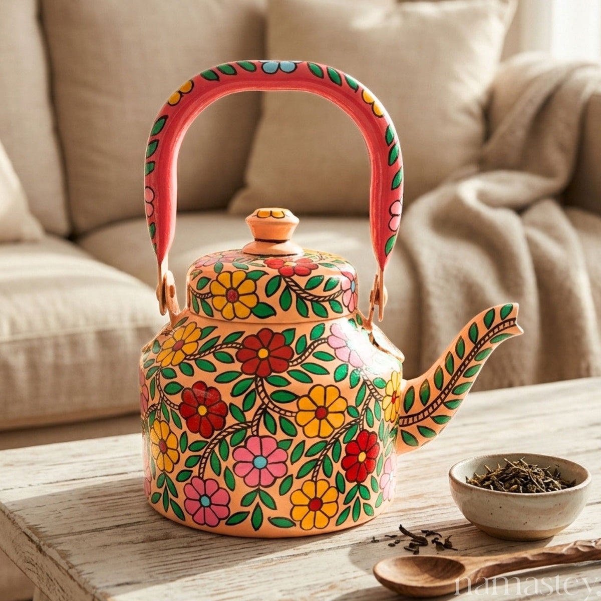 Devonshire Tea – Handpainted Stainless Steel Tea Kettle (1L)