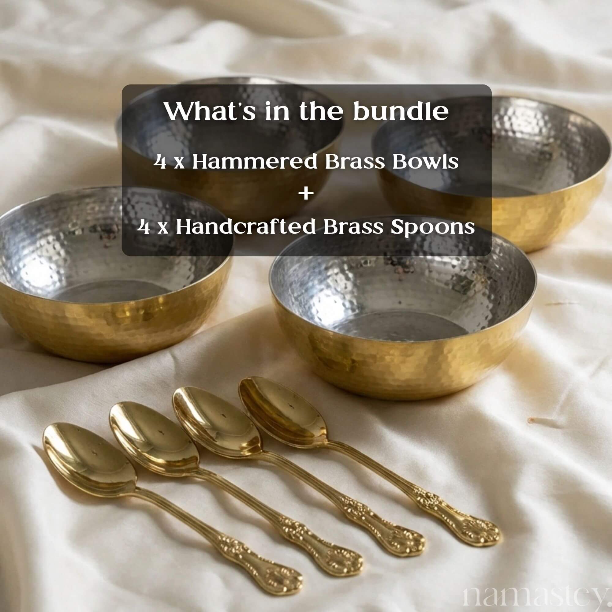 The Artisan Table — Brass Bowls & Spoons Set