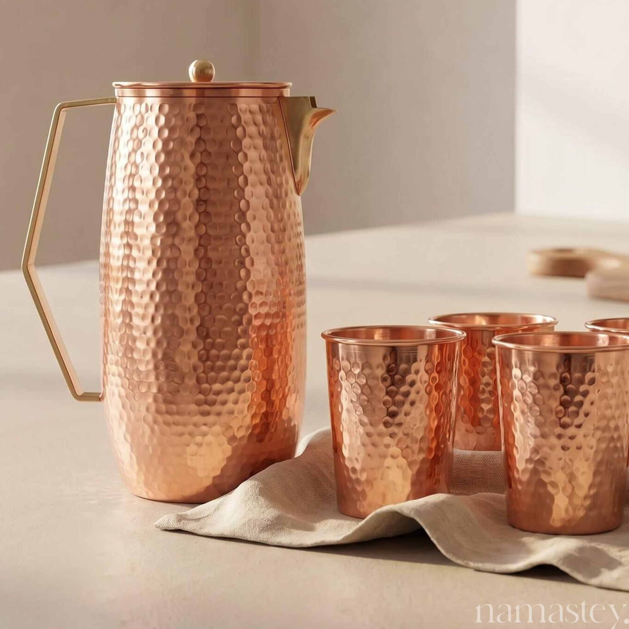 The Heritage Pour — Copper Jug + 2 Glasses