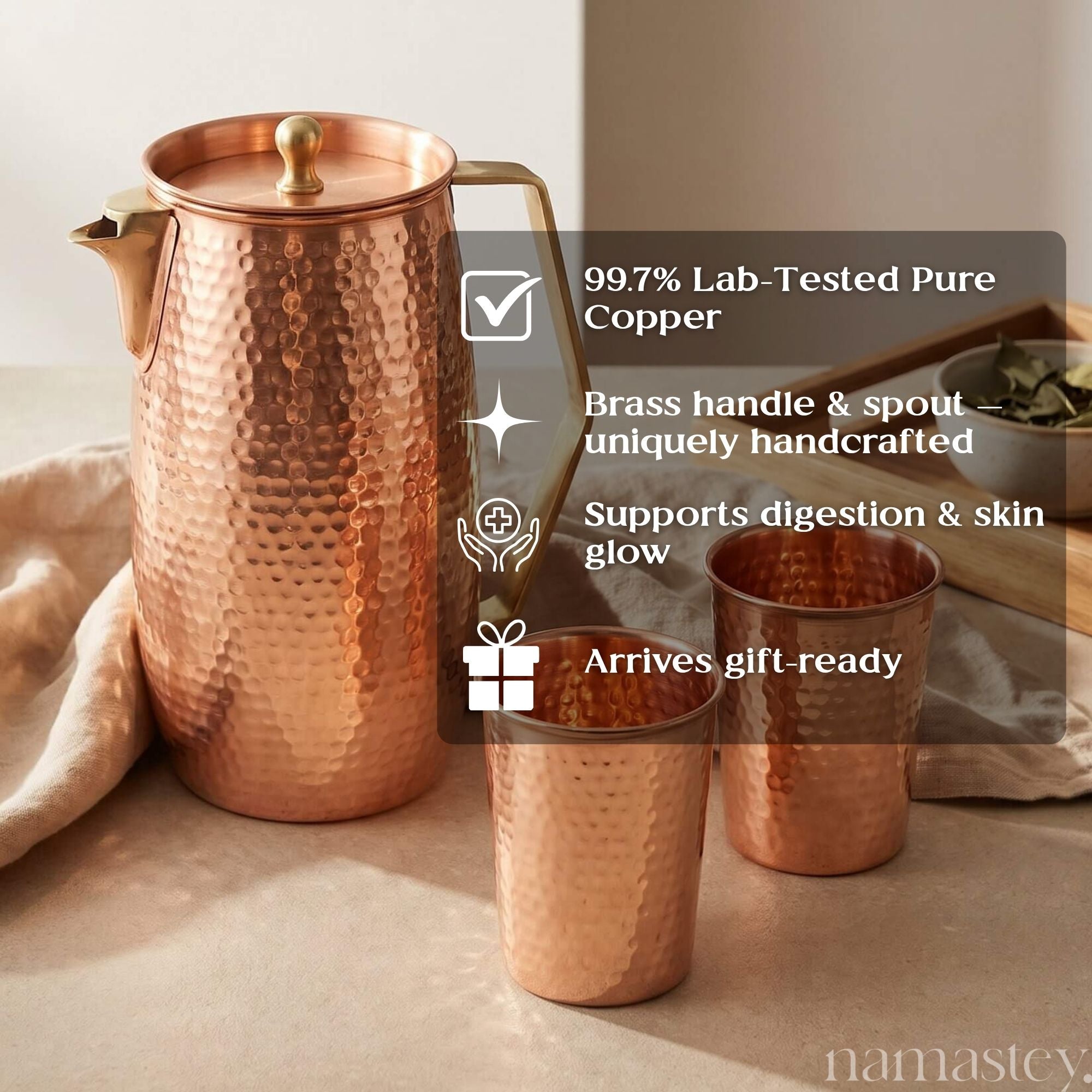 The Heritage Pour — Copper Jug + 2 Glasses