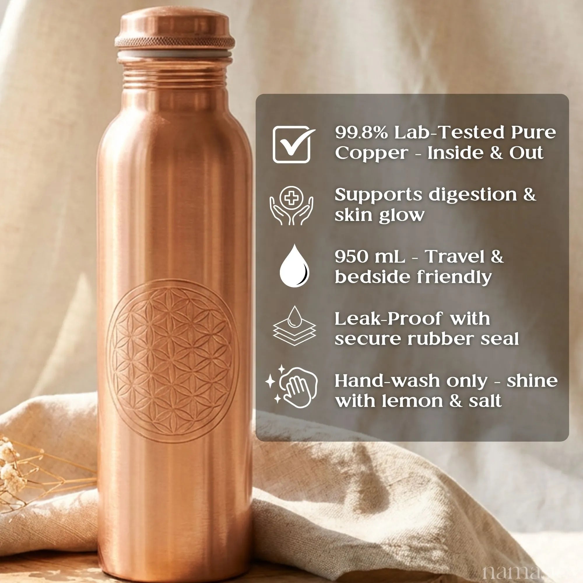 The Matte Artisan Copper Bottle (950ml)