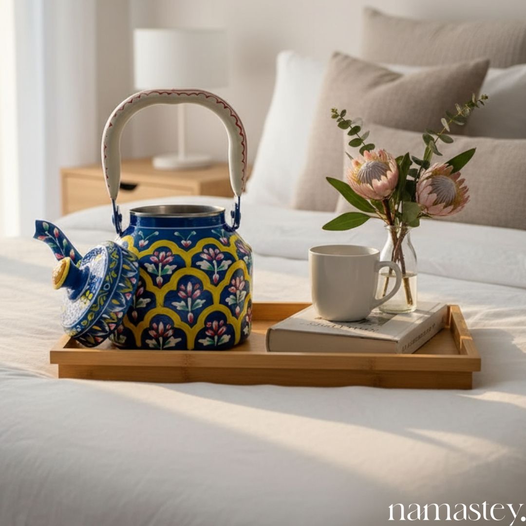 The Indigo Archway – Handpainted Stainless Steel Tea Kettle (1L)